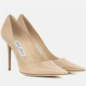 Jimmy Choo Beige Patent Leather Pointed-Toe Stiletto Pumps “Abel” NWT 39